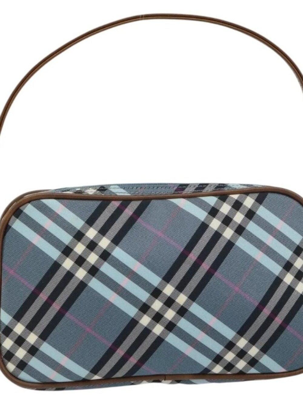 BURBERRY Nova Check Blue Label Pouch Nylon Leather Blue Silver Auth 158829 - Picture 2 of 16